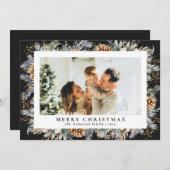 Modernes, elegantes botanisches Foliage | Schwarze Feiertagskarte (Vorne/Hinten)