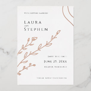 Modernes elegantes botanisches Save the Date Folieneinladung