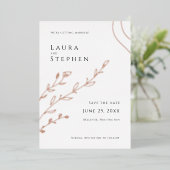 Modernes elegantes botanisches Save the Date Folieneinladung (Stehend vorne)