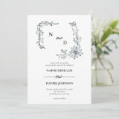 Modernes, elegantes botanisches Wappen Monogramm Einladung (Stehend Vorderseite)