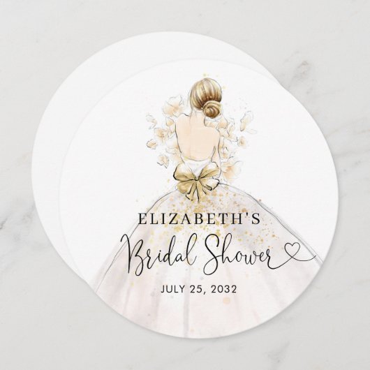 Modernes, elegantes Braut-Hochzeitgown-Brautparty Einladung (Vorne/Hinten)