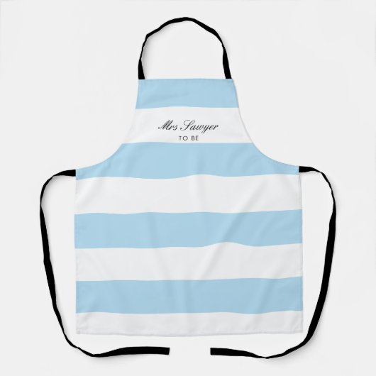 Modernes elegantes Brautparty der Bride Blue Strip Schürze (Vorderseite)