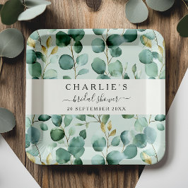 Modernes elegantes Brautparty im Grünen Pappteller