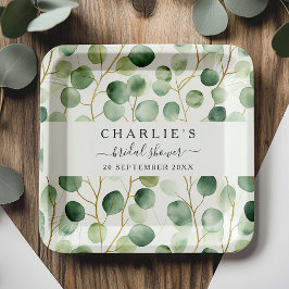 Modernes elegantes Brautparty im Grünen Pappteller