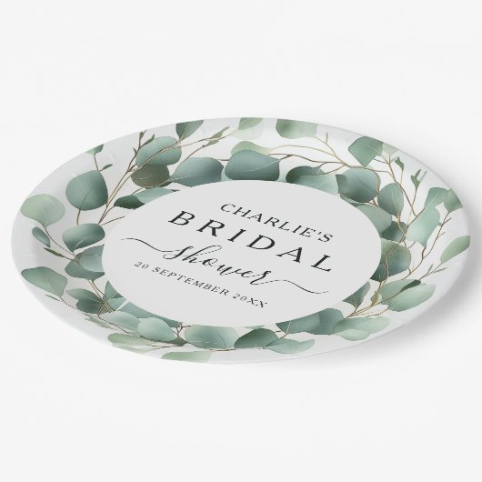 Modernes elegantes Brautparty im Grünen Pappteller (Schrägansicht)