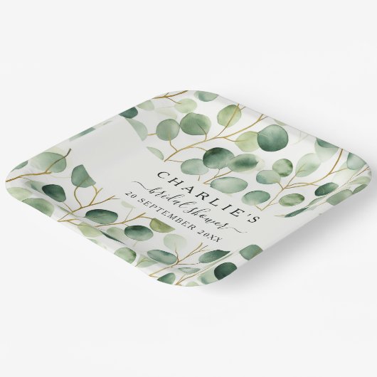Modernes elegantes Brautparty im Grünen Pappteller (Gewinkelt)