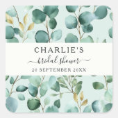 Modernes elegantes Brautparty im Grünen Quadratischer Aufkleber (Vorderseite)