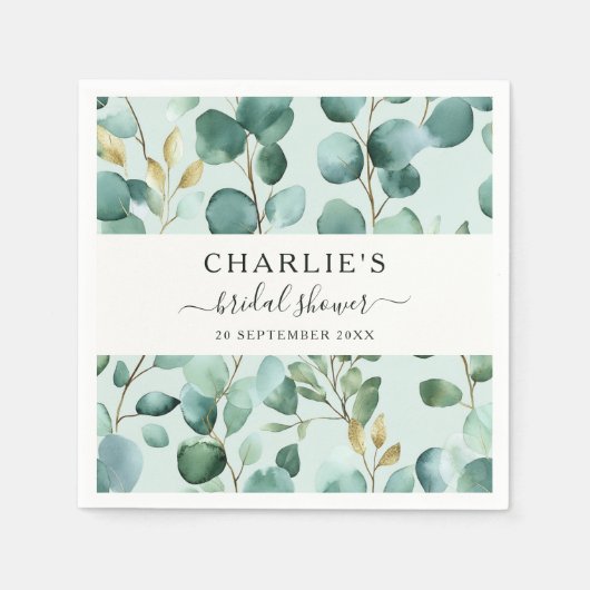 Modernes elegantes Brautparty im Grünen Serviette (Vorderseite)