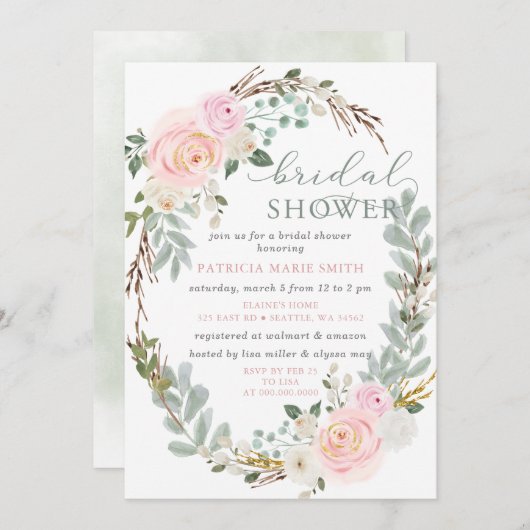 Modernes elegantes Brautparty in Rosa Einladung (Vorne/Hinten)