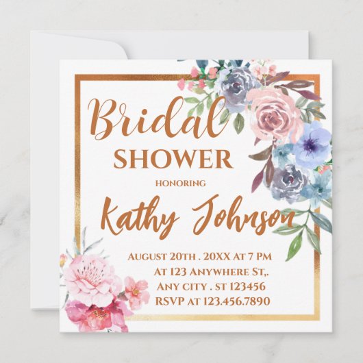 Modernes elegantes Brautparty mit floralen Farben Einladung (Vorderseite)