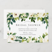 Modernes elegantes Brautparty mit weißen Blume Einladung (Vorne/Hinten)