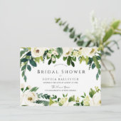 Modernes elegantes Brautparty mit weißen Blume Einladung (Stehend Vorderseite)