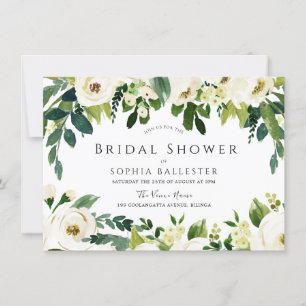 Modernes elegantes Brautparty mit weißen Blume Einladung