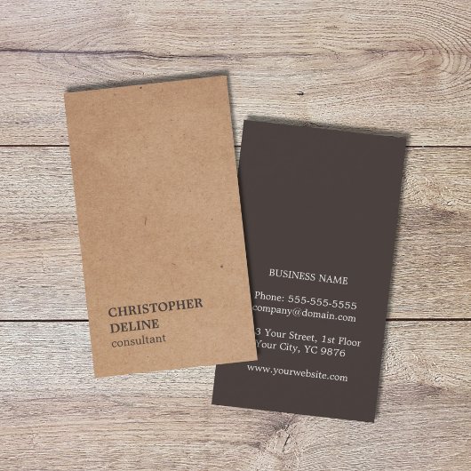 Modernes elegantes Brown Kraft Paper Consultant Visitenkarte