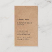 Modernes elegantes Brown Kraft Paper Consultant Visitenkarte (Vorderseite)