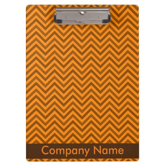 Modernes elegantes Brown & Orange Zigzag Company L Klemmbrett (Vorderseite)