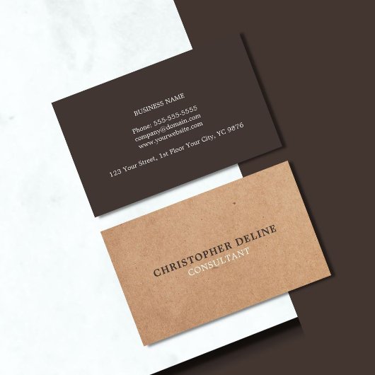 Modernes, elegantes Brown Printed KraftPaper Consu Visitenkarte