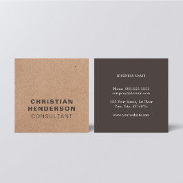 Modernes elegantes Brown White Kraft Paper Consult Quadratische Visitenkarte