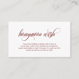 Modernes, elegantes Burgund, Hochzeitshoneymoon Begleitkarte