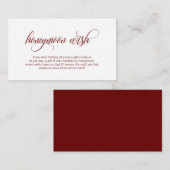 Modernes, elegantes Burgund, Hochzeitshoneymoon Begleitkarte (Vorne/Hinten)