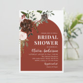 Modernes Elegantes Burgunder Blumengebirge Brautpa Einladung (Stehend Vorderseite)