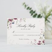 Modernes elegantes Burgunder Blumenzelt RSVP (Stehend Vorderseite)