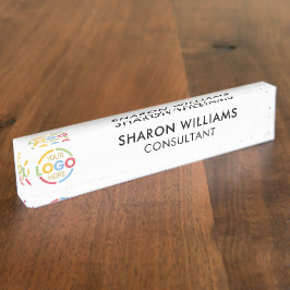 Modernes elegantes Büro für Schwarz-Weiß-Firmenlog Namensplakette