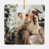 Modernes, elegantes Calligrafy Family Foto Keramikornament (Rückseite)