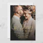 Modernes elegantes Calligrafy Foto Wedding Gold Einladung (Vorderseite)