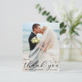 Modernes elegantes Calligrafy Foto Wedding Vielen Postkarte (Stehend Vorderseite)