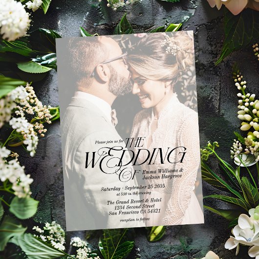 Modernes elegantes Calligrafy Foto Wedding White Einladung