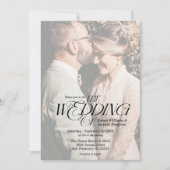 Modernes elegantes Calligrafy Foto Wedding White Einladung (Vorderseite)