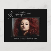 Modernes Elegantes Calligrafy Ink Script Grad Foto Postkarte (Vorderseite)