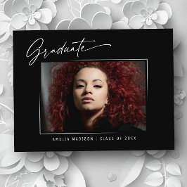 Modernes Elegantes Calligrafy Ink Script Grad Foto Postkarte