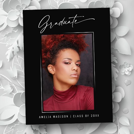 Modernes Elegantes Calligrafy Ink Script Grad Foto Postkarte