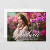 Modernes elegantes Calligrafy Script Graduate Foto Postkarte (Vorne/Hinten)