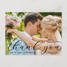 Modernes elegantes Calligraphy Wedding Foto Vielen Postkarte