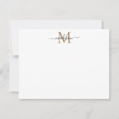 Modernes elegantes Chic Girly Script Gold Monogram Mitteilungskarte (Vorderseite)