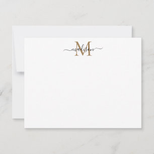 Modernes elegantes Chic Girly Script Gold Monogram Mitteilungskarte