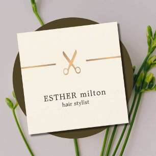 Modernes elegantes Chic-Imitat-Gold Scissor Quadratische Visitenkarte