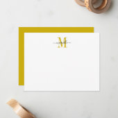 Modernes, elegantes, Chic Script Mustard Gold Mono Mitteilungskarte (Vorderseite/Rückseite Beispiel)