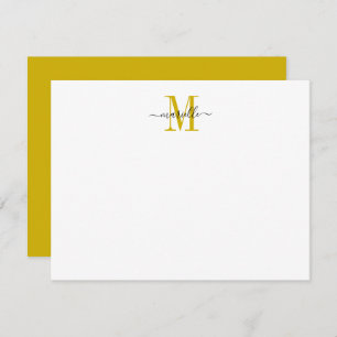 Modernes, elegantes, Chic Script Mustard Gold Mono Mitteilungskarte