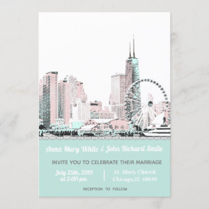 Modernes Elegantes Chicago City Skyline Einladung