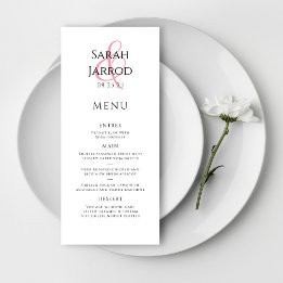 Modernes elegantes Coral Pink Wedding Menu Menükarte