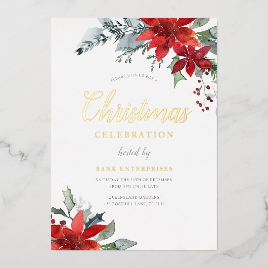 Modernes elegantes Corporate Christmas Party Gold Folieneinladung (Vorderseite)