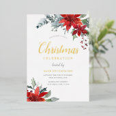 Modernes elegantes Corporate Christmas Party Gold Folieneinladung (Stehend vorne)