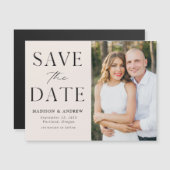 Modernes Elegantes Cream Foto Save the Date Magneteinladung (Vorne/Hinten)