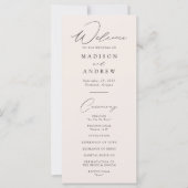 Modernes, elegantes Cream-Hochzeitsprogramm (Vorderseite)