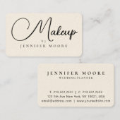 Modernes, elegantes Cream und Black Makeup Script Visitenkarte (Vorne/Hinten)