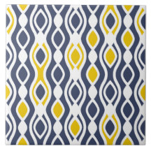 Modernes, elegantes Dekor, marineblau, gelb weiß